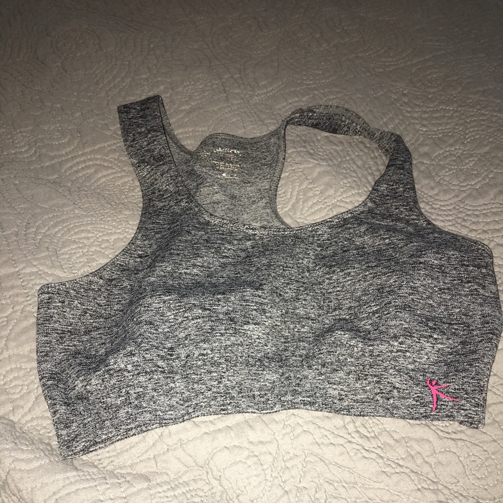 Dark grey lightly lined sports bra